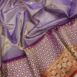 Lavender colour pure tissue handwoven banarasi saree