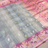 Pure kora Handwoven Banarasi saree