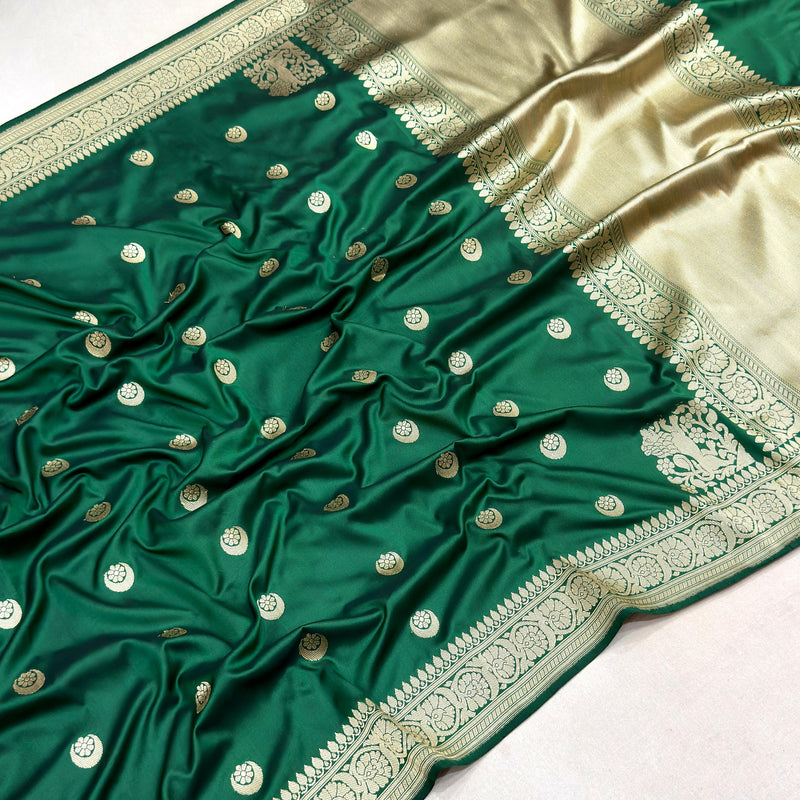 Green Katan Silk Handwoven Banarasi Saree