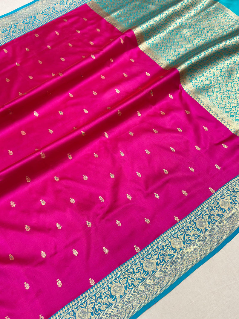 Rani colour Pure Katan silk handwoven banaras saree