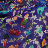 Royal blue Pure Kora Silk Handwoven Banarasi Saree