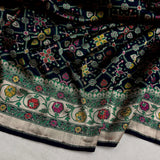 Nevi blue colour pure katan silk Handwoven banarasi saree