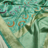 Aqua colour Pure Katan Silk Handwoven Banarasi Saree
