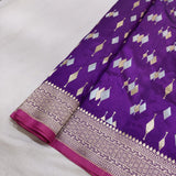 Purple colour Pure Katan Silk Handwoven Banarasi Saree