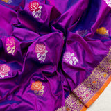 Dual shade pure katan silk handwoven banarasi saree