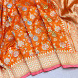Pure katan silk Handwoven banarasi saree