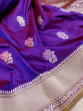 Dual Shade Pure Katan Silk Handwoven Banarasi Saree