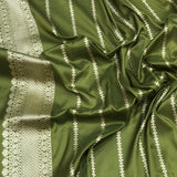 Mehandi green colour pure katan silk Handwoven banarasi saree