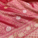 Rani-pink colour Pure Katan Silk Handwoven Banarasi tanchoi Saree