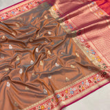 Dual shade pure katan silk Handwoven banarasi saree