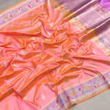 Dual shade pure katan silk Handwoven banarasi saree