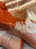 Orange Color Pure Katan Silk Handwoven Banarasi Saree