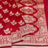 Bridal Red, Pure katan silk Handwoven banarasi saree
