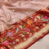 Lavender colour Pure Tissue Silk Handwoven Banarasi Saree
