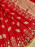 Red Colour Pure Katan Silk Handwoven Banarasi Saree