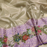 Grey Colour Pure Tissue Silk Handwoven Banarasi Saree