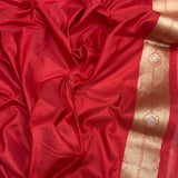 Red colour pure katan silk Handwoven banarasi saree