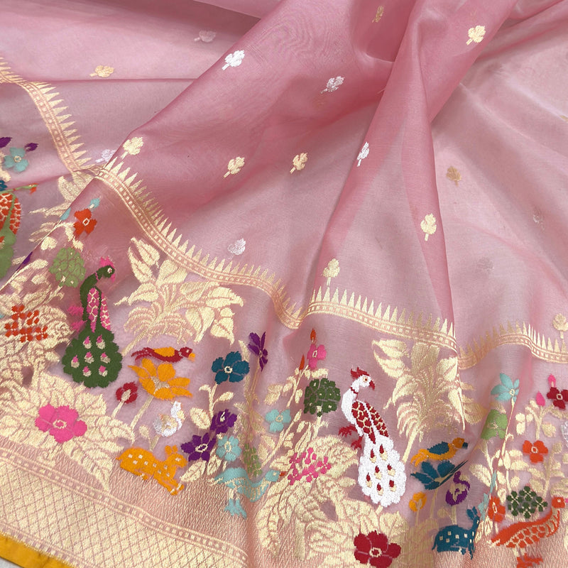 Pure kora jamdani Handwoven banarasi saree