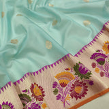 Sky blue Colour Pure Kora Silk Handwoven Banarasi Saree