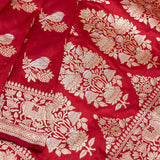 Bridal Red, Pure katan silk Handwoven banarasi saree
