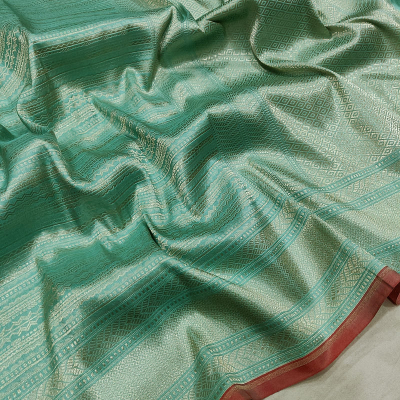 Pure Katan Silk Handwoven Tanchoi Banarasi Saree