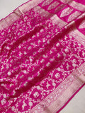 Pink colour pure Katan silk handwoven banarasi saree