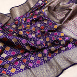 Purple colour pure katan silk Handwoven banarasi rangkat saree