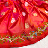 Dual shade pure katan silk handwoven banarasi saree