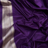 Purple colour pure katan silk Handwoven banarasi saree