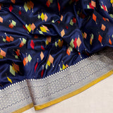 Nevi blue colour pure katan silk handwoven banarasi saree
