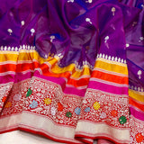 Dual shade pure kora handwoven banarasi saree