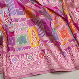Lavender colour pure katan silk handwoven banarasi rangkat saree