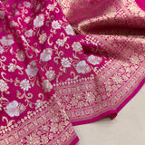 Pink colour pure Katan silk handwoven banarasi saree