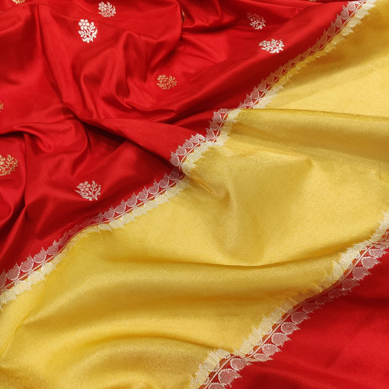 Red Colour Pure Katan Silk Handwoven Banarasi Saree