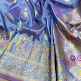 Dual Shade Pure Katan Silk Handwoven Banarasi Saree