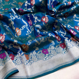 Dual shade pure katan silk Handwoven banarasi saree