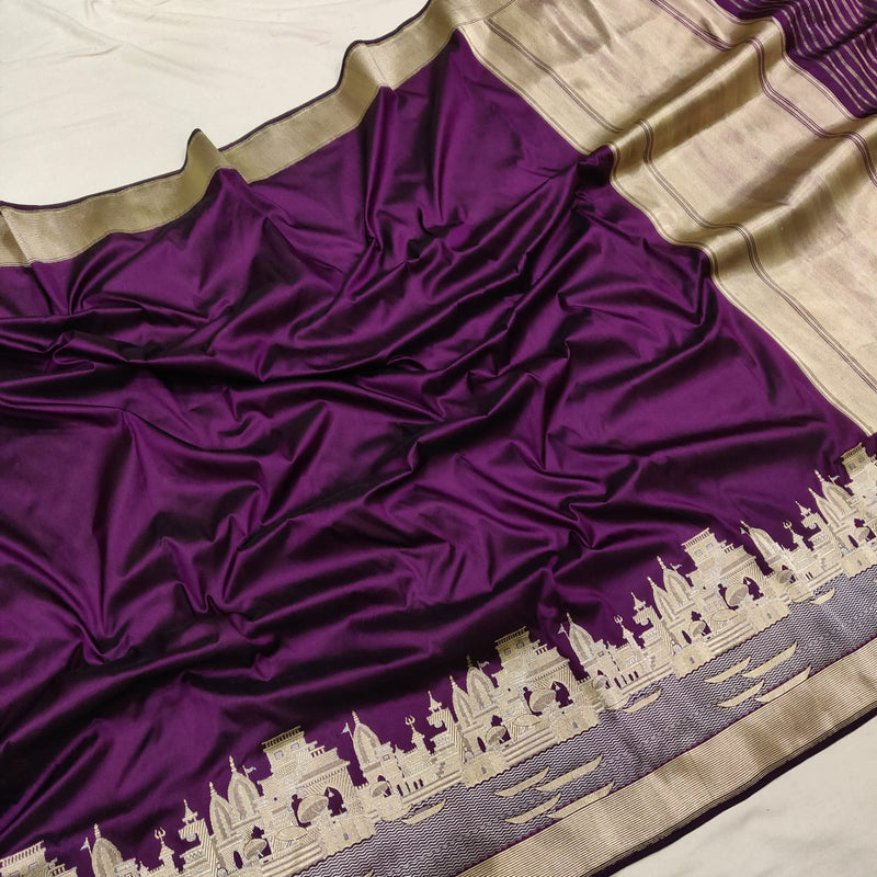 Purple Colour Katan Silk Handwoven Banarasi Saree