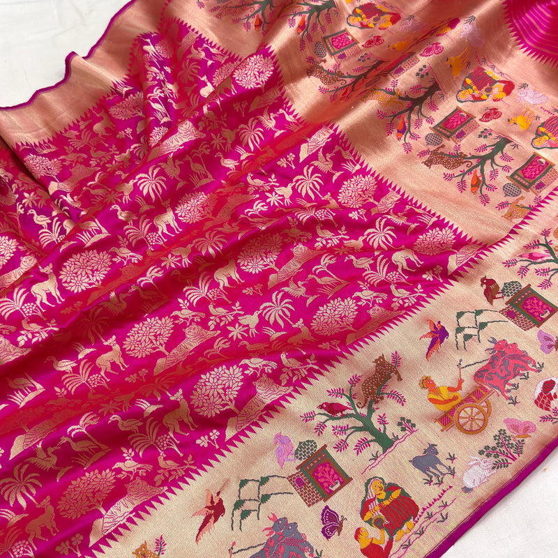 Pure katan silk Handwoven banarasi paithani saree