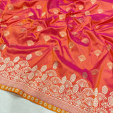 Orange Color Pure Katan Silk Handwoven Banarasi Saree