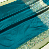 Peacock green colour pure katan silk Handwoven banarasi saree