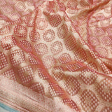 Peach Color Pure Tissue Silk Handwoven Banarasi Saree