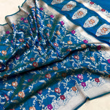 Dual shade pure katan silk Handwoven banarasi saree