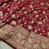 Brown colour pure katan silk handwoven banarasi saree