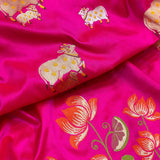 Pink colour Pure Katan Silk Handwoven Banarasi Saree