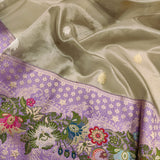 Grey Colour Pure Tissue Silk Handwoven Banarasi Saree