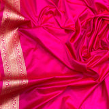 Pink colour pure katan silk handwoven banarasi saree