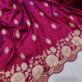 Wine Color Katan Silk Handwoven Banarasi Saree