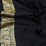 Black colour pure Mashru Silk Handwoven banarasi saree