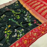 Black colour Pure Katan Silk Handwoven Banarasi Saree
