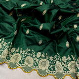 Dark green colour pure katan silk handwoven Banarasi saree